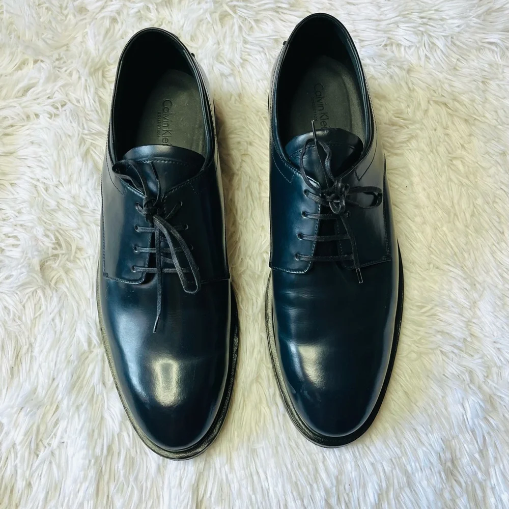 Calvin Klein Navy Blue Oxford Dress Shoes, Sz 44.5 Eur